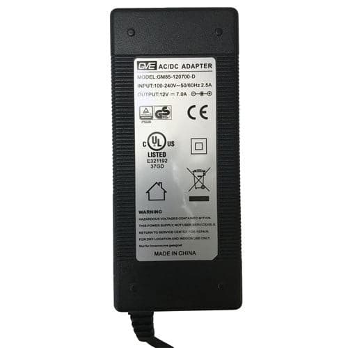 Power Supply  12V DC, 84 Watts.