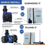 eFlux Aquarium DC Flow Pump with Flow Control 3170 GPH.