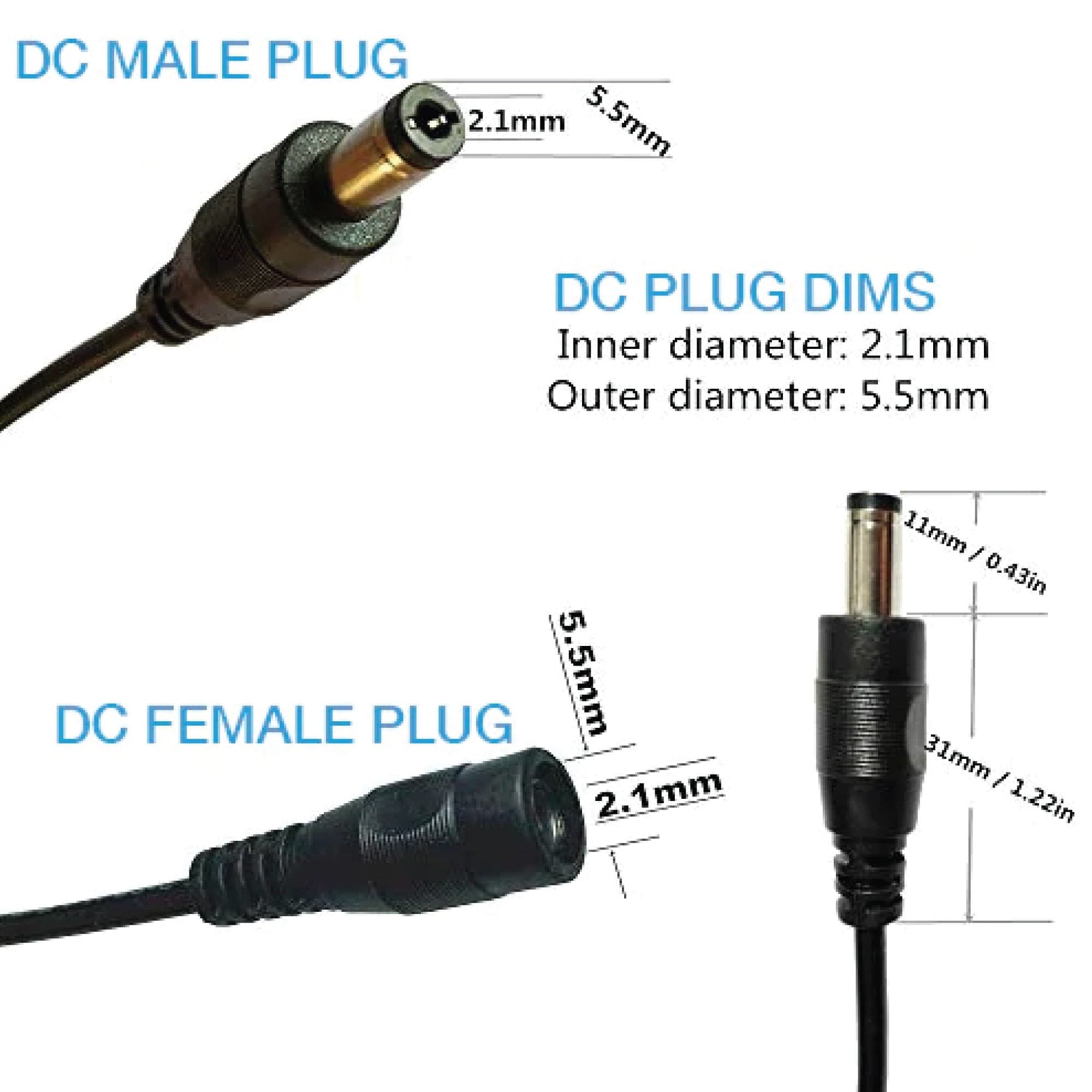 2wire Dc Plug DC Splitter Cable 2 Way